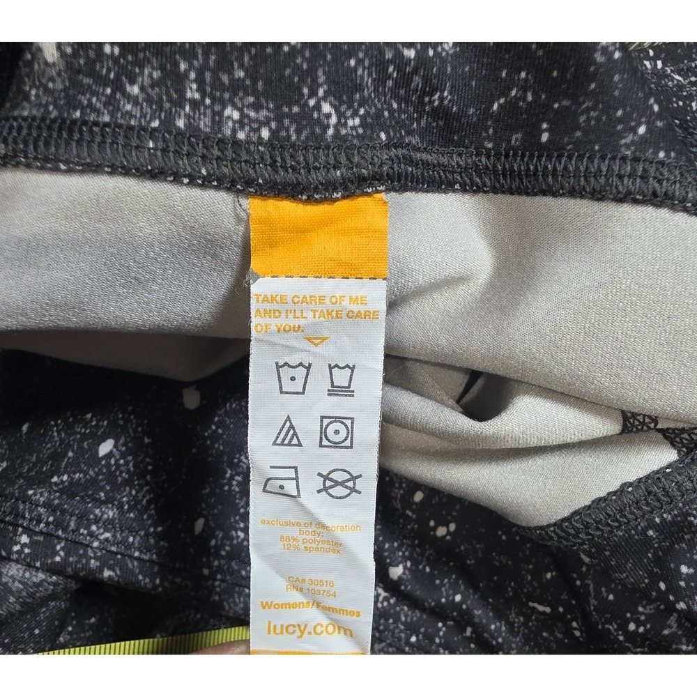 Lucy Activewear Leggings Large Gray White Speckled Acid Wash Pocket Yoga Pants L - Picture 3 of 7